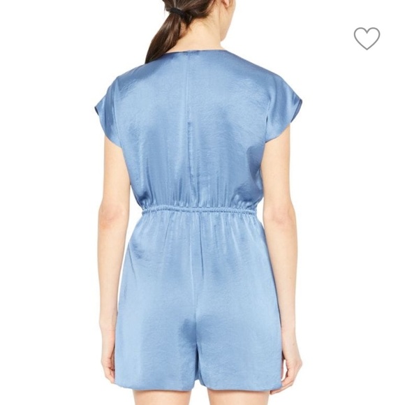 Theory Satin Wrap Romper Steel Blue Size S - Picture 8 of 10